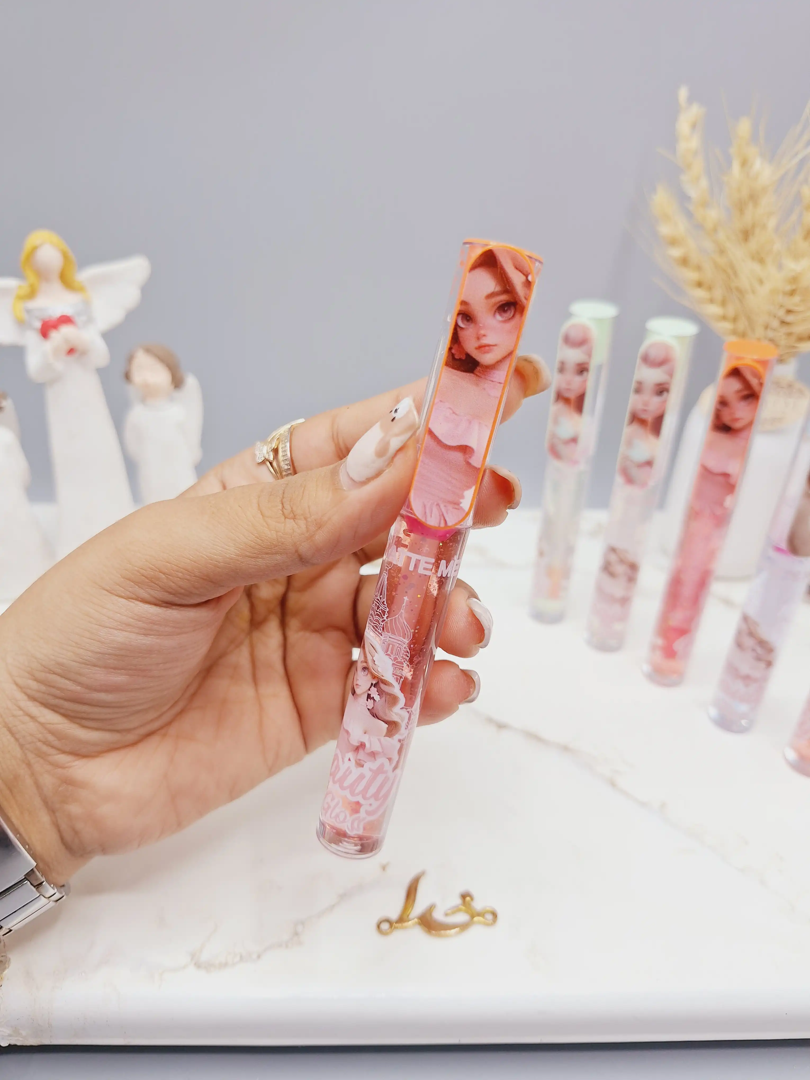 لیپ گلاس مدل نگین خودکاری طرح پرنسس های دیزنی کد X341