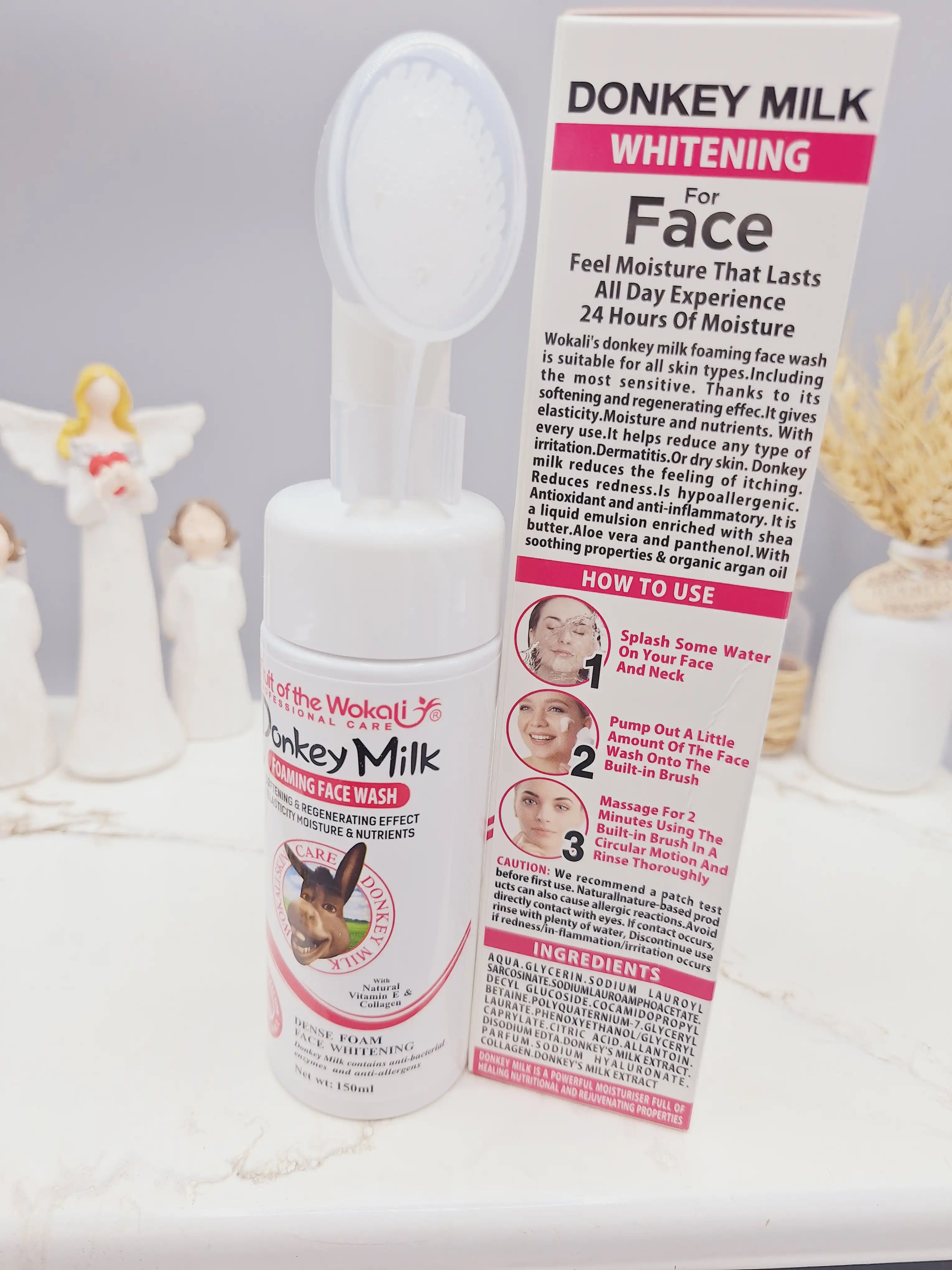 فوم براش دار سفید کننده شیر الاغ وکالی اصل 150 میل صورتی کد HA-3044